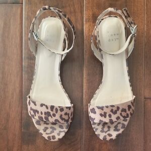 A NEW DAY  "Winona" Leopard Print Ankle Strap Sandals - Size 7